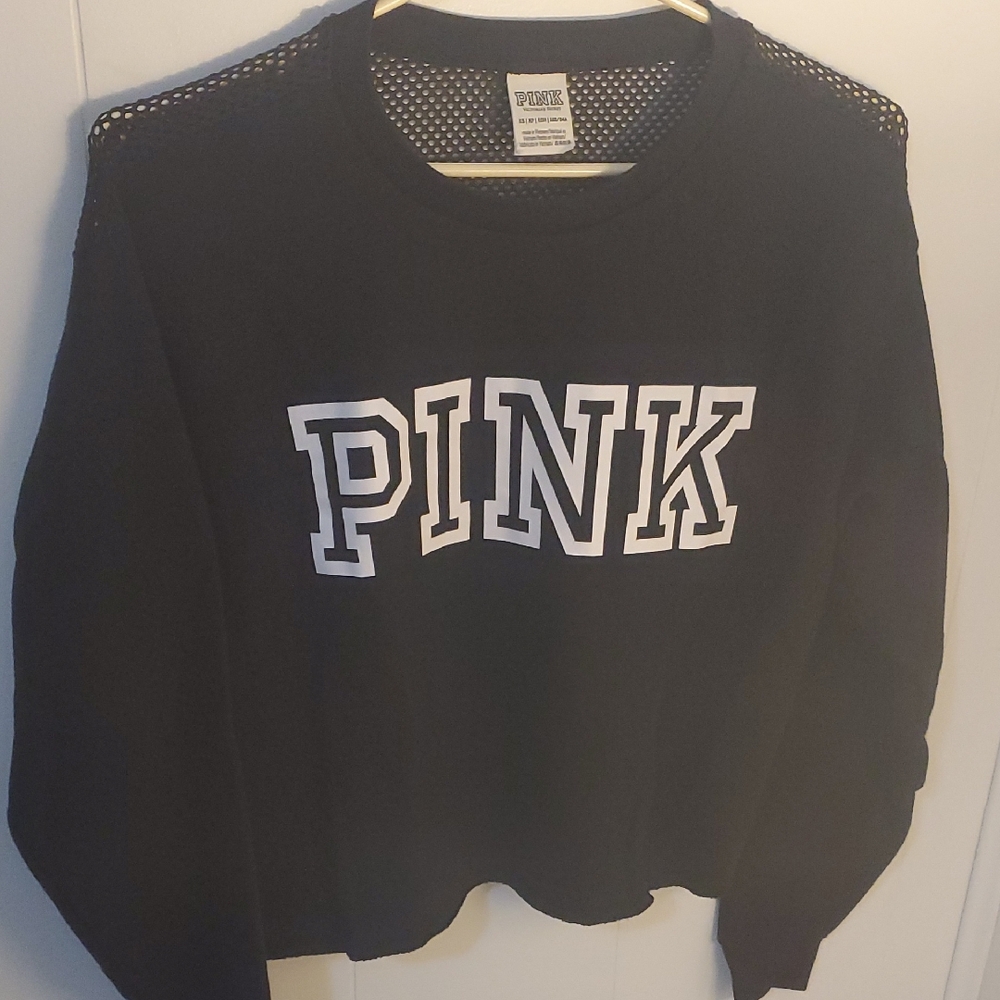 Victoria's Secret PINK Black Mesh Accent Sweatshirt XS